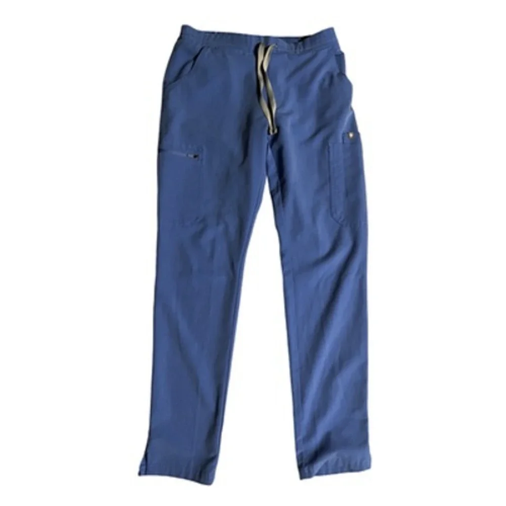 Figs Scrub Pants Womens XS Blue Technical Collection Cargo Pockets Drawstring
